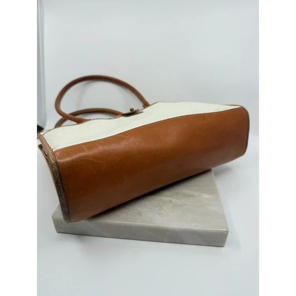 Vintage Dooney & Bourke White Brown Pebbled Satchel '80's '90s Classic USA